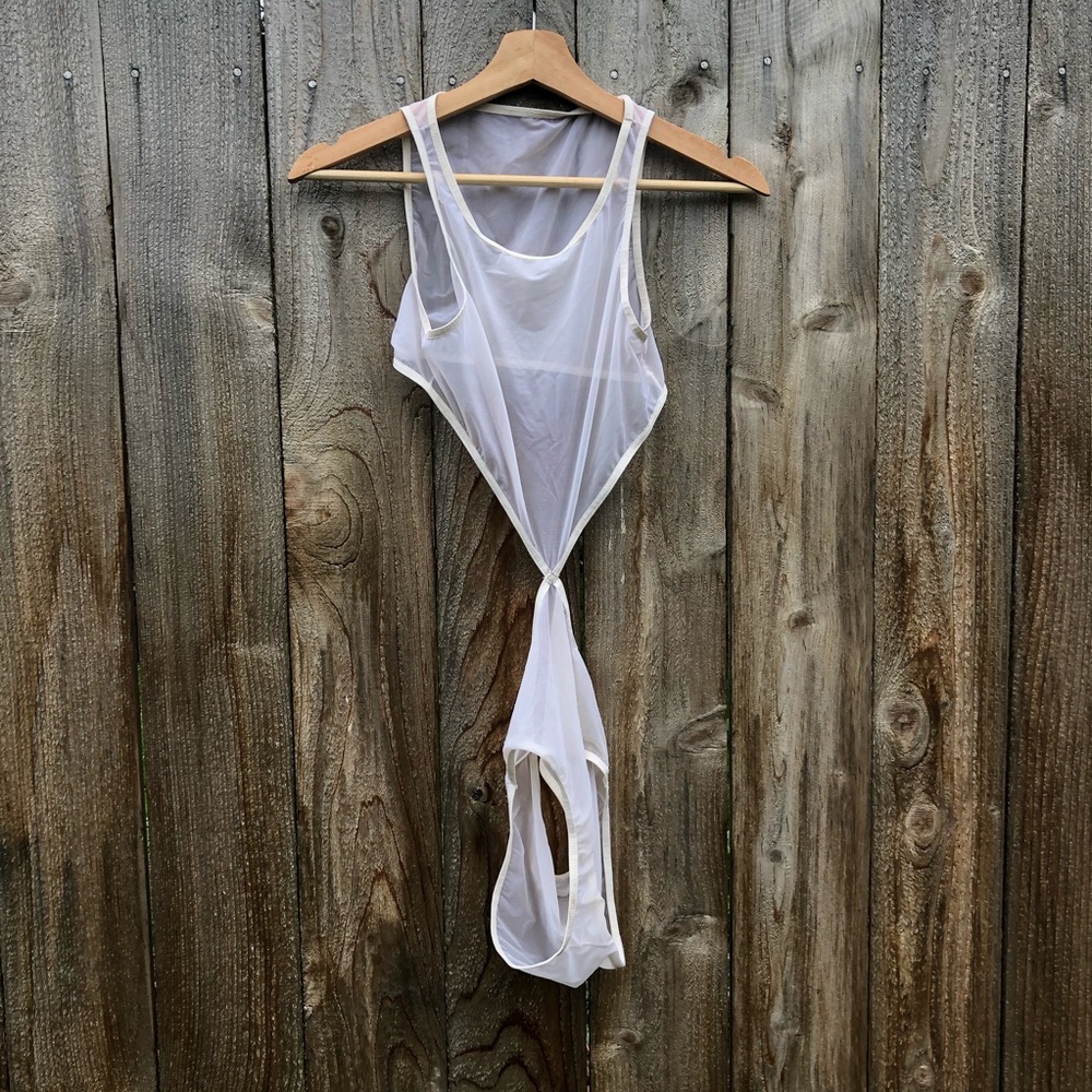 American Apparel white mesh body suit